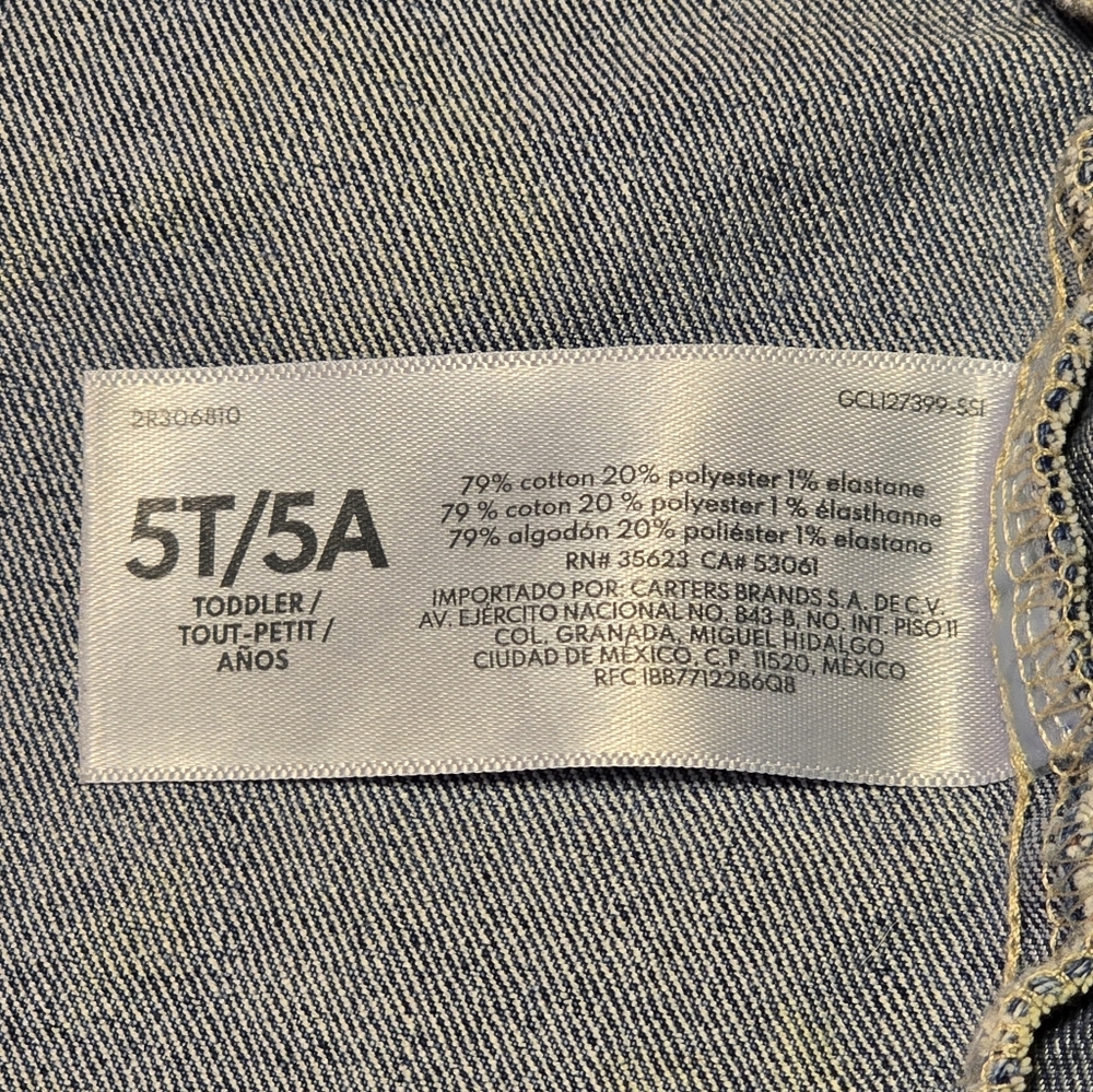EUC OshKosh B'gosh Blue Floral Kids Denim Jacket 5T - Picture 3 of 5